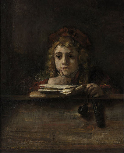 Titus At His Desk (Rembrandt) - Reprodução com Qualidade Museu