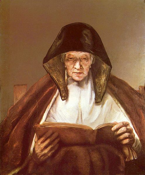 Retrato de uma velha lendo (Rembrandt) - Reprodução com Qualidade Museu