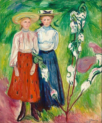 Duas meninas sob uma macieira em flor (Edvard Munch) - Reprodução com Qualidade Museu