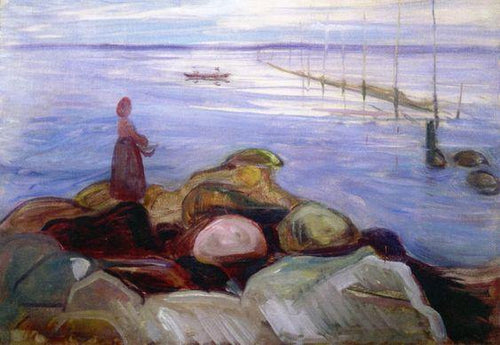Mulher à beira-mar em Asgardstrand (Edvard Munch) - Reprodução com Qualidade Museu