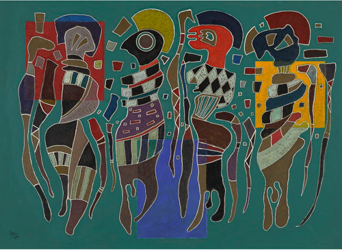 4 figuras em 3 quadrados (Wassily Kandinsky) - Reprodução com Qualidade Museu