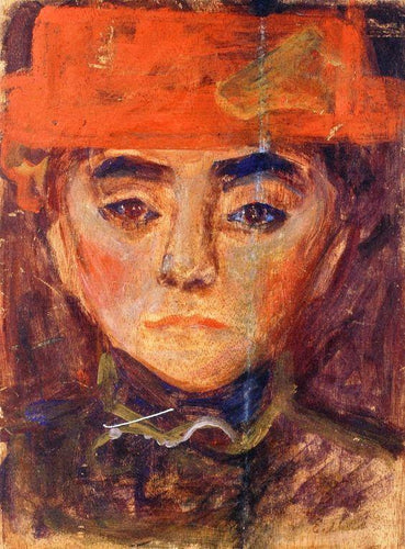 Mulher Com Chapéu Vermelho (Edvard Munch) - Reprodução com Qualidade Museu