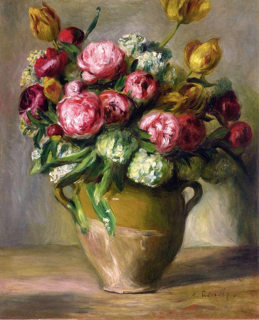 Vaso de peônias (Pierre-Auguste Renoir) - Reprodução com Qualidade Museu