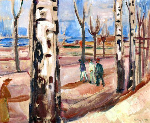 Estrada com árvores (Edvard Munch) - Reprodução com Qualidade Museu
