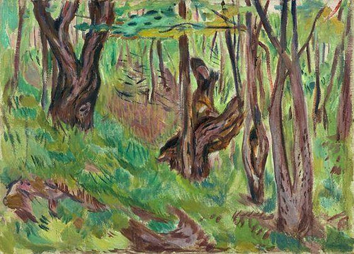 Troncos de árvore robustos no verão (Edvard Munch) - Reprodução com Qualidade Museu