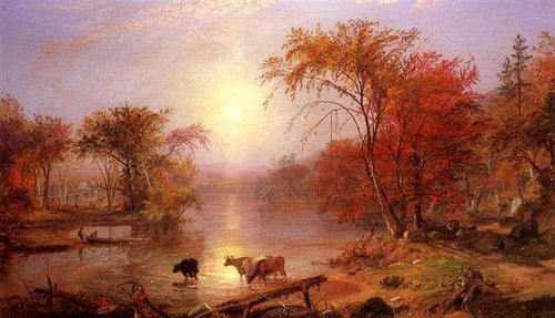 Rio Hudson de verão indiano (Albert Bierstadt) - Reprodução com Qualidade Museu