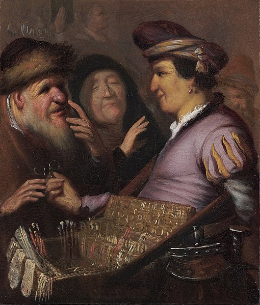 A Visão do Pedlar de Óculos (Rembrandt) - Reprodução com Qualidade Museu