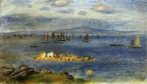 Barcos pesqueiros da costa da Bretanha (Pierre-Auguste Renoir) - Reprodução com Qualidade Museu