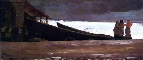 Assistindo a uma tempestade na costa inglesa (Winslow Homer) - Reprodução com Qualidade Museu