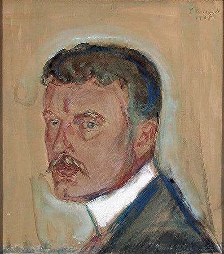Auto-retrato com bigode e colarinho engomado (Edvard Munch) - Reprodução com Qualidade Museu