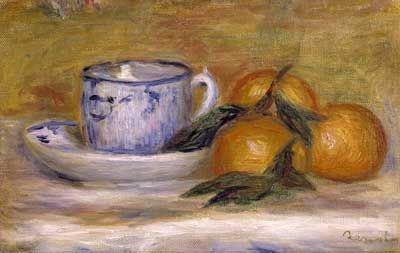 Natureza morta, laranjas e xícara de chá (Pierre-Auguste Renoir) - Reprodução com Qualidade Museu