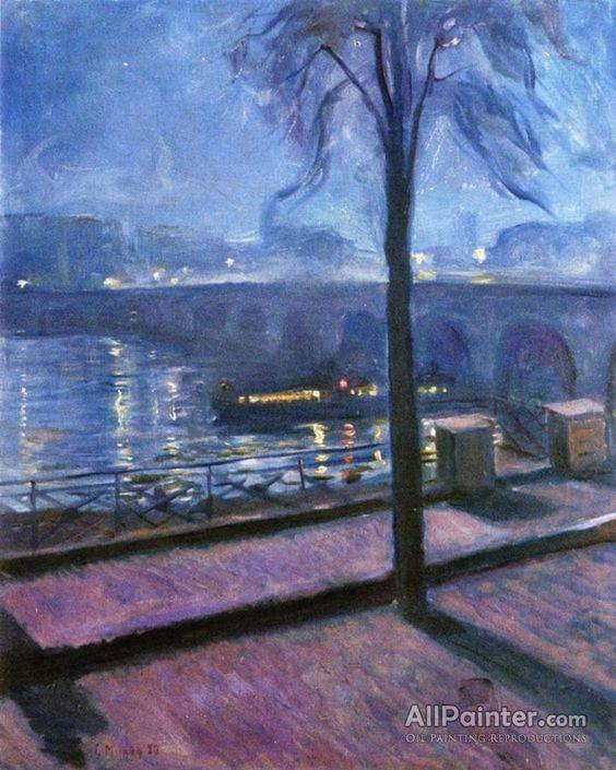 Noite em Saint-Cloud - O Sena em St. Cloud (Edvard Munch) - Reprodução com Qualidade Museu