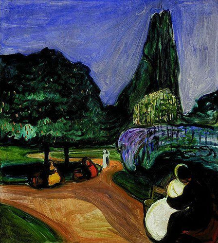 Noite de verão em Studenterlunden (Edvard Munch) - Reprodução com Qualidade Museu