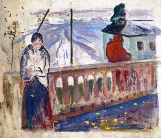Mulher perto da balaustrada inacabada (Edvard Munch) - Reprodução com Qualidade Museu