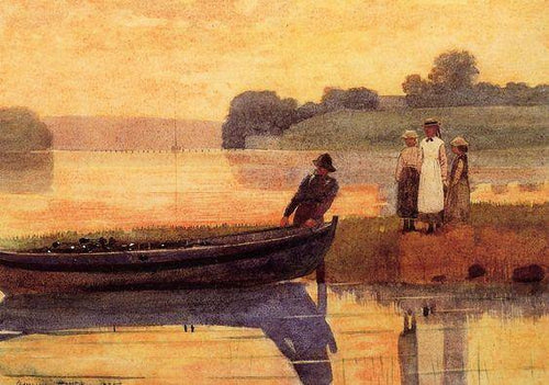 Sunset Beaching The Boat (Winslow Homer) - Reprodução com Qualidade Museu