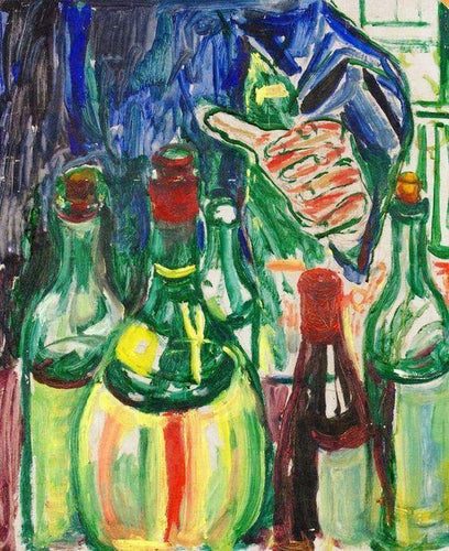 Mão estendendo a mão para garrafas (Edvard Munch) - Reprodução com Qualidade Museu