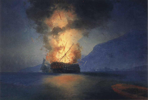 Navio Explosivo (Ivan Aivazovsky) - Reprodução com Qualidade Museu