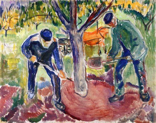 Trabalhadores no jardim (Edvard Munch) - Reprodução com Qualidade Museu