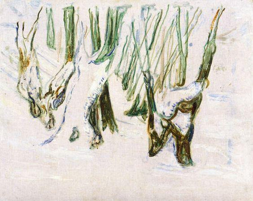 Tronco Robusto na Neve (Edvard Munch) - Reprodução com Qualidade Museu