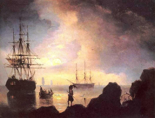 Contrabandistas à noite (Ivan Aivazovsky) - Reprodução com Qualidade Museu
