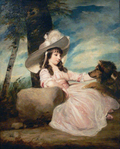 Retrato de Miss Anna Ward com seu cachorro