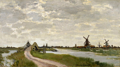 Moinhos de vento em Haaldersbroek, Zaandam (Claude Monet) - Reprodução com Qualidade Museu