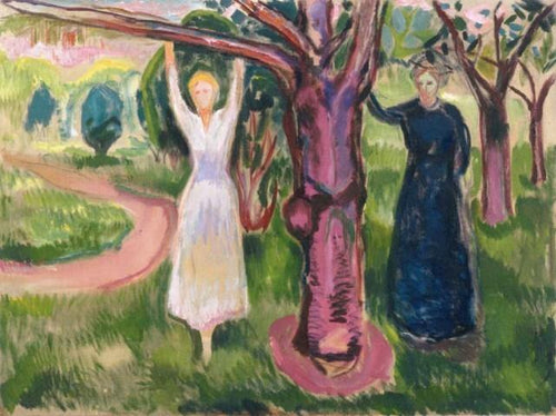Duas mulheres em vestidos brancos no jardim (Edvard Munch) - Reprodução com Qualidade Museu