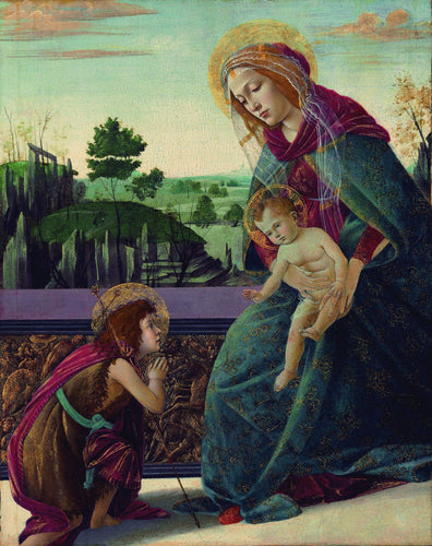 Madonna e criança com o jovem São João Batista - The Rockefeller Madonna (Sandro Botticelli) - Reprodução com Qualidade Museu