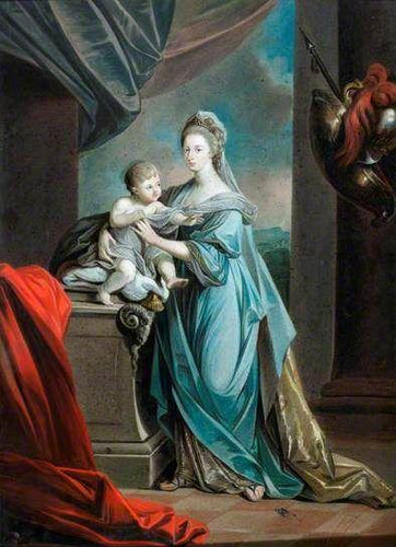 Princesa Augusta Charlotte, irmã mais velha de George III com seu filho pequeno - Replicarte