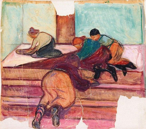 Charwomen nas escadas (Edvard Munch) - Reprodução com Qualidade Museu