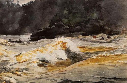 Canoas nas corredeiras do rio Saguenay (Winslow Homer) - Reprodução com Qualidade Museu