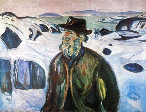 Velho pescador na costa coberta de neve (Edvard Munch) - Reprodução com Qualidade Museu