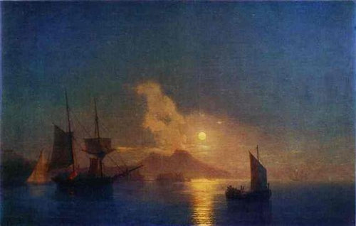 A baía de Nápoles ao luar (Ivan Aivazovsky) - Reprodução com Qualidade Museu