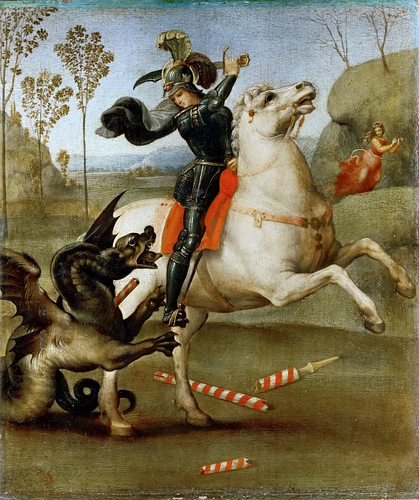 São Jorge lutando com o dragão (Rafael) - Reprodução com Qualidade Museu