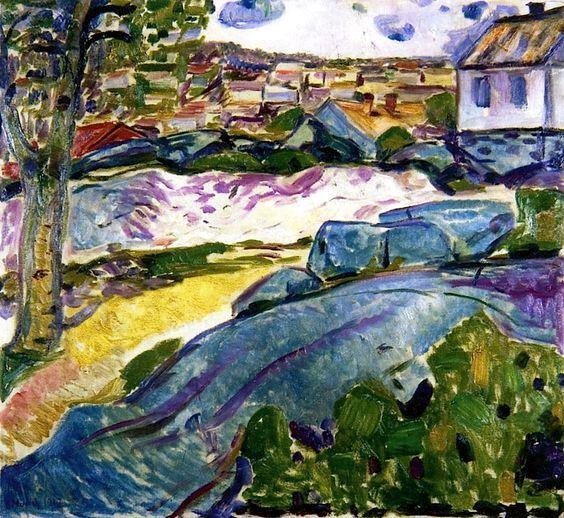 Casas em Kragero (Edvard Munch) - Reprodução com Qualidade Museu