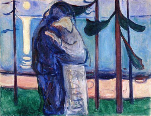Beijo na costa ao luar (Edvard Munch) - Reprodução com Qualidade Museu