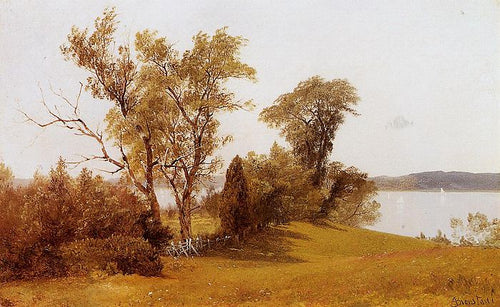 Veleiros no Hudson em Irvington (Albert Bierstadt) - Reprodução com Qualidade Museu