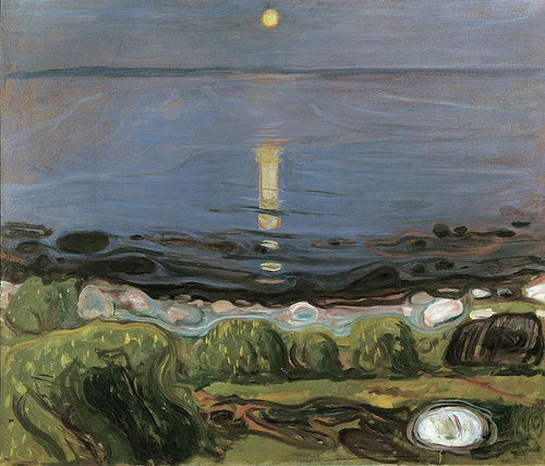 Noite de verão na praia (Edvard Munch) - Reprodução com Qualidade Museu