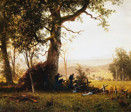 Guerra de Guerrilhas. Serviço de piquete na Virgínia (Albert Bierstadt) - Reprodução com Qualidade Museu