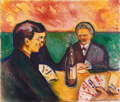 Jogadores de cartas em Elgersburg (Edvard Munch) - Reprodução com Qualidade Museu