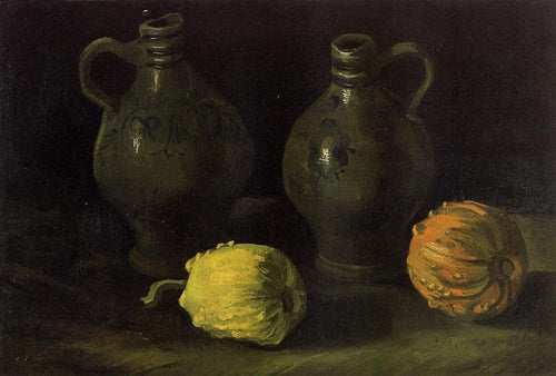 Natureza morta com dois jarros e abóboras (Vincent Van Gogh) - Reprodução com Qualidade Museu