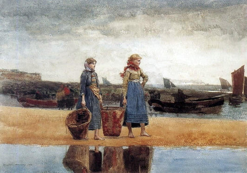 Duas garotas na praia, Tynemouth (Winslow Homer) - Reprodução com Qualidade Museu