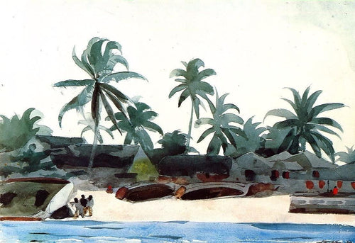 Cabanas e palmeiras negras (Winslow Homer) - Reprodução com Qualidade Museu