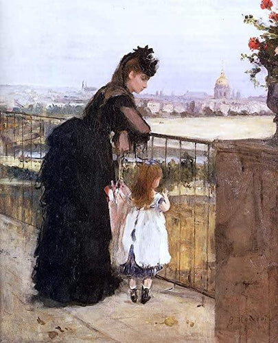 Mulher e criança em uma varanda - Replicarte