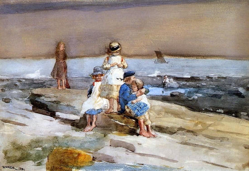 Crianças na praia (Winslow Homer) - Reprodução com Qualidade Museu