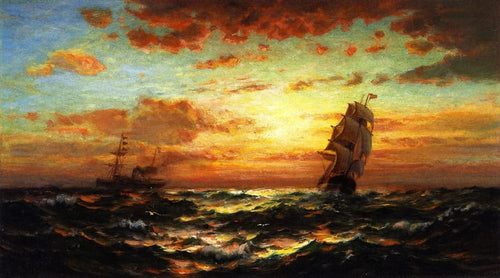 Sunset Marine (Edward Moran) - Reprodução com Qualidade Museu