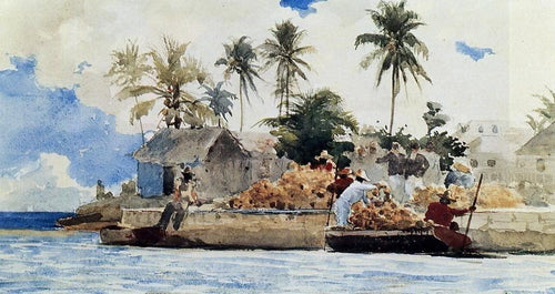 Pesca Esponja, Nassau (Winslow Homer) - Reprodução com Qualidade Museu