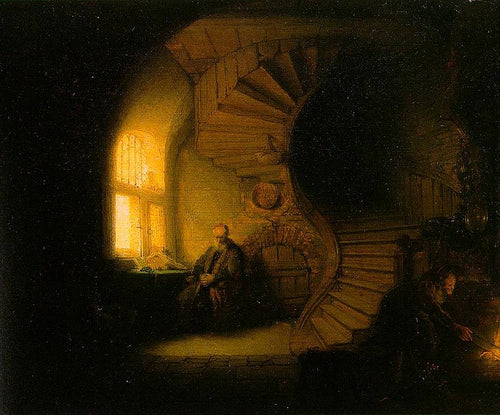 O filósofo na meditação (Rembrandt) - Reprodução com Qualidade Museu