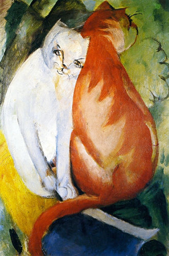 Gatos, vermelho e branco (Franz Marc) - Reprodução com Qualidade Museu