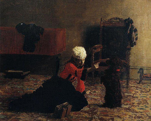 Elizabeth Crowell com um cachorro (Thomas Eakins) - Reprodução com Qualidade Museu